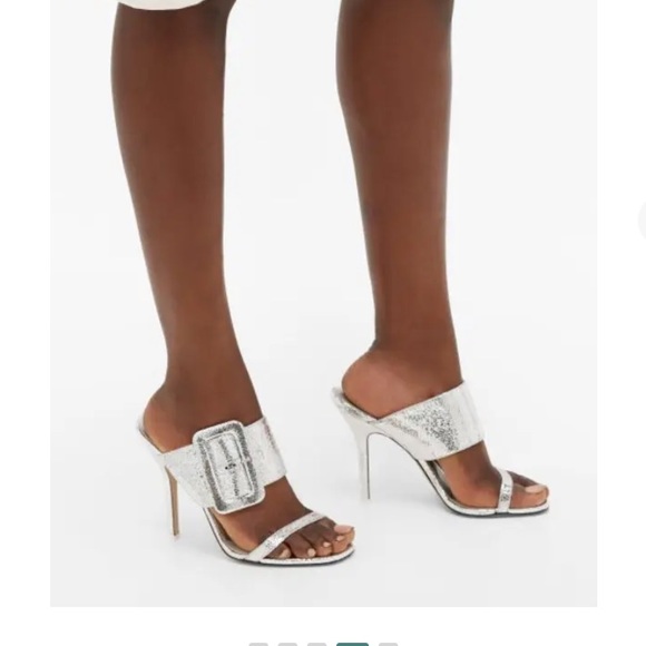 ATTICO Ester Crackled Metallic-leather Mules In Silver - Picture 1 of 16
